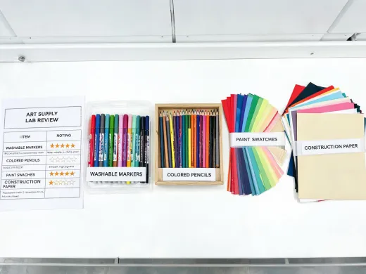 Art material color review table
